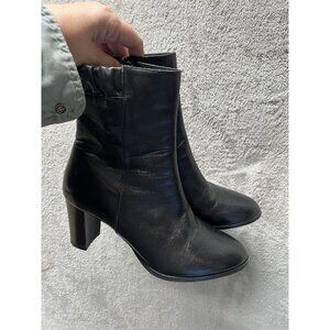 GRIGIARANCIO Women’s Ankle Boots 7.5 Black Made In Italy Leather Classy Office